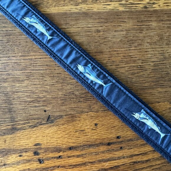 Vineyard Vines Shep Ian Mens Belt XL Navy Marlin Double D-Ring Closure - Picture 5 of 6